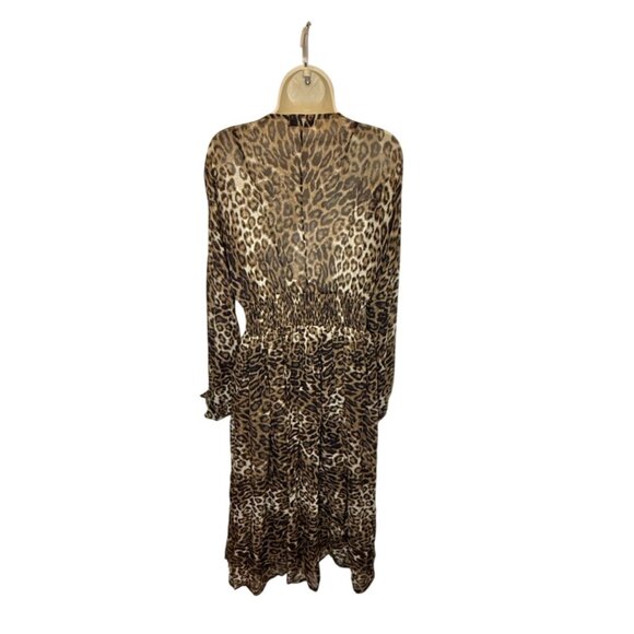 Nili Lotan Brienne Leopard Print Silk Chiffon Midi Dress - Size S - Picture 7 of 9